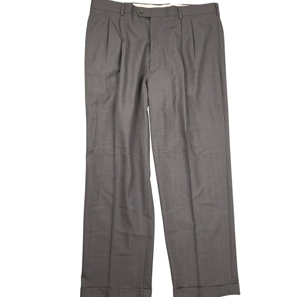 Roundtree & Yorke Pants Men 40W 30L Gray Comfort Classic Easy Care Dress Trouser